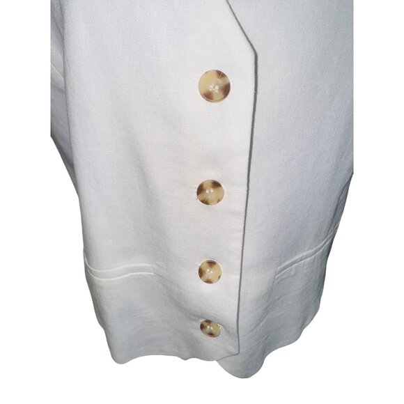 Rachel Zoe Preppy White Linen Blend Sleeveless Vest 8 Old Money Academic - Picture 8 of 9